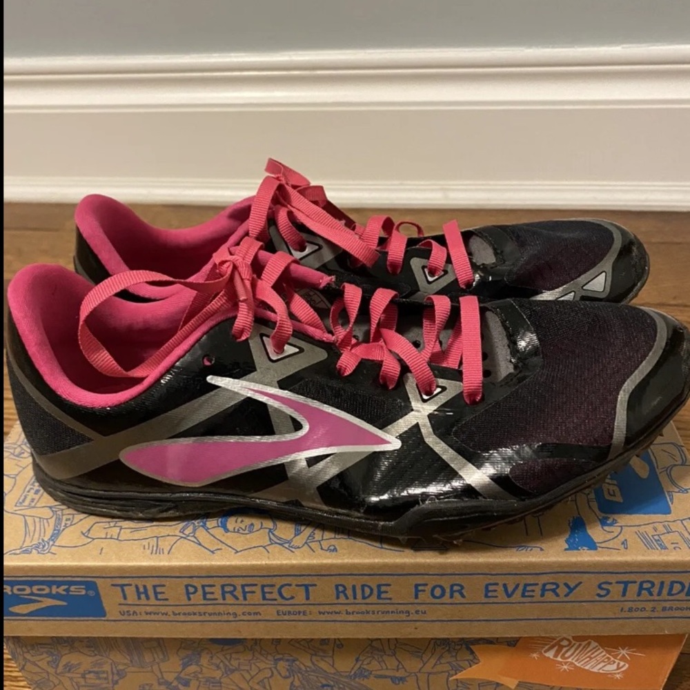 Brooks PR MD 3 Track Spikes Shoe Womens Size 8 Black Pink Field Running